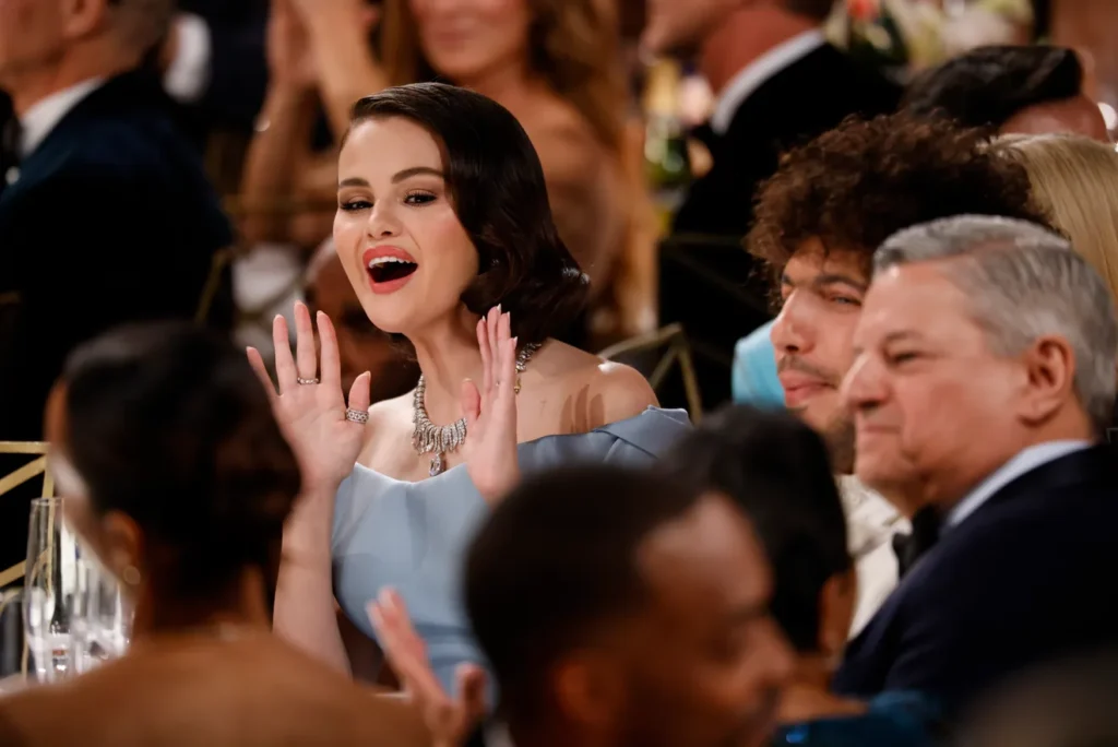 Selena Gomez cheering on the cast and crew of Emilia Pérez