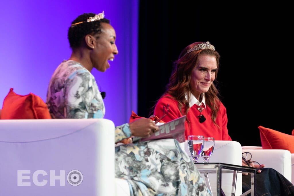 Brooke Shields in conversation with Tiffany Dufu at Simmons Leadership Conference in Boston