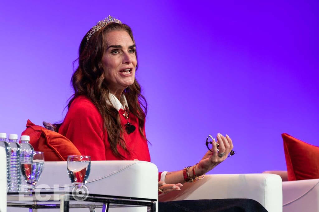 Brooke Shields in conversation with Tiffany Dufu at Simmons Leadership Conference in Boston